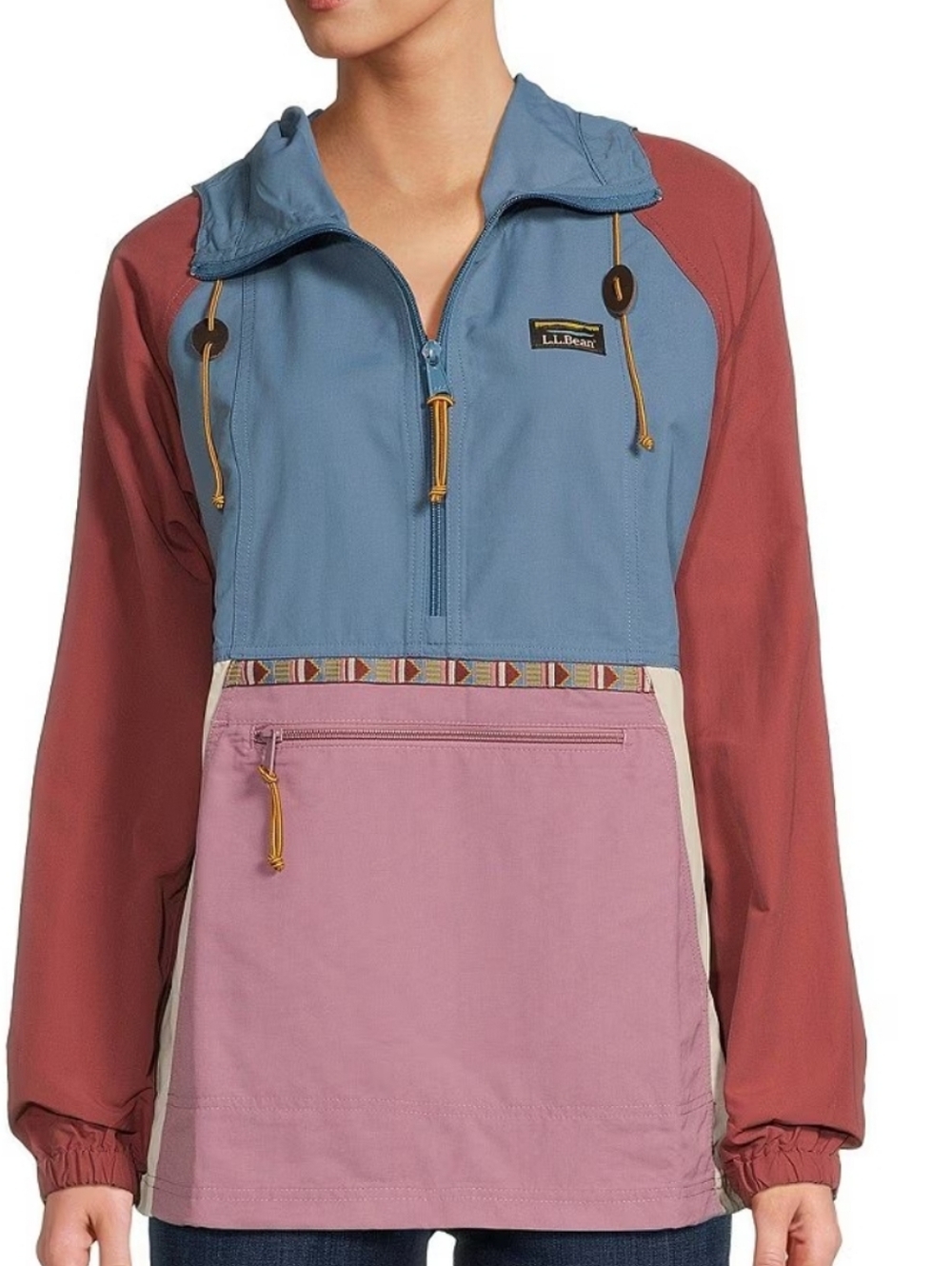 LL BEAN XS REG . MOUNTAIN CLASSIC ANOROK WINDBREAKER COLORBLOCK. HOODED